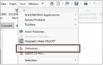 SOLIDWORKS Defeature
