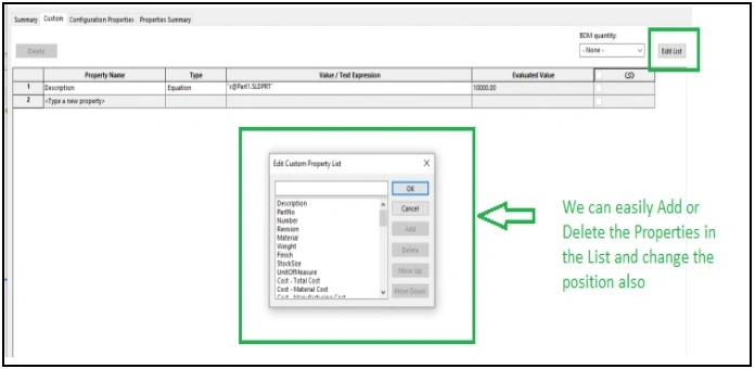 File Properties Menu - SOLIDWORKS