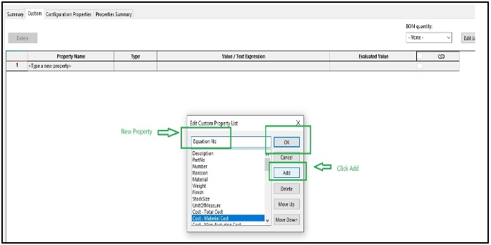 File Properties Menu - SOLIDWORKS
